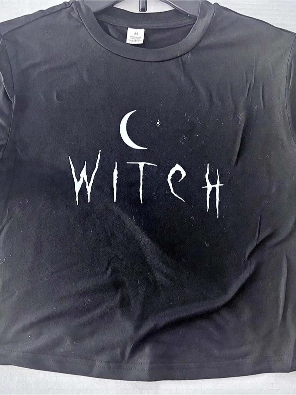 Witch Graphic Short Sleeve crop top Tee in Black.  New. size medium